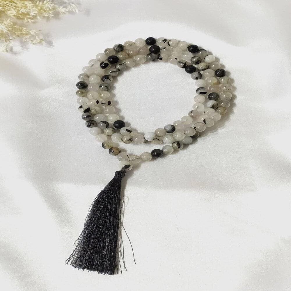 Black Rutile 108 Prayer Bead Jap Mala