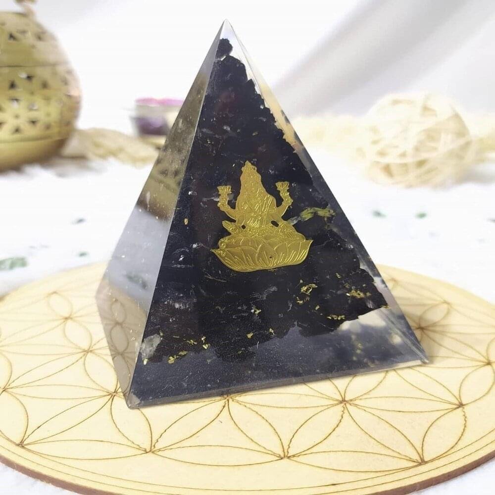Orgone Pyramid with Black Tourmaline & Goddess Laxmi