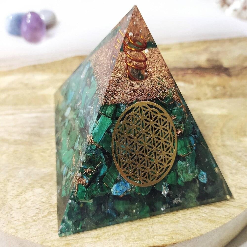 Orgone Pyramid with Malachite