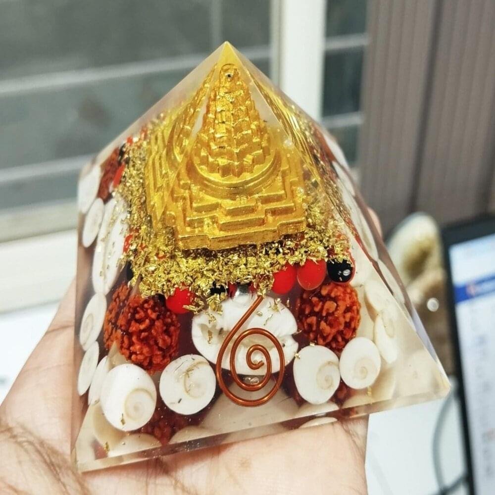 Gomti Chakra Orgone Pyramid – Laxmi & Shree Yantra Pyramid